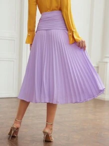 MOTF PREMIUM Women Skirts Berlipat Zip Plain Anggun - Purple - View 9