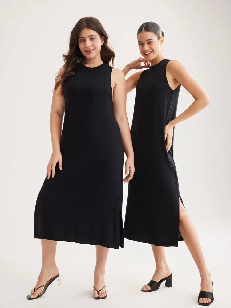 Split Hem Solid Dress/Summer