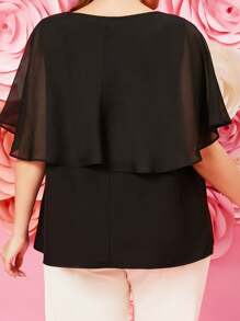 SHEIN Clasi Kích thước lớn Của phụ nữ Hai lớp Áo sơ mi Với Hình trái tim Đồ trang trí - màu đen - Xem 2