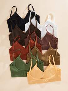 Snug Zone 8件套女士纯色罗纹舒适运动文胸