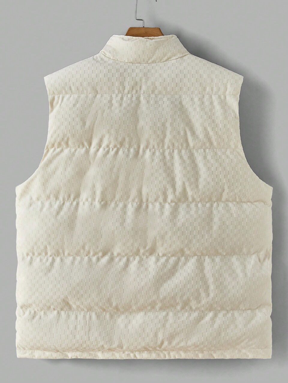 Loose Fit Men's Plus Size Woven Casual Stand Collar Sleeveless Jacket Vest, For Fall Winter