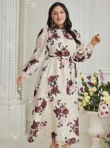 Modelyn Vestido largo de fiesta con estampado de flores para mujer de talla grande - Multicolor - Ver 3