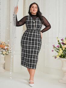Modelyn Karomuster Kleid Mit Schlanker Passform Für Frauen In Übergröße