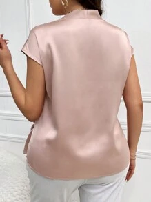 SHEIN Clasi Blusa envolvente llana de talla grande - Rosa - Ver 2