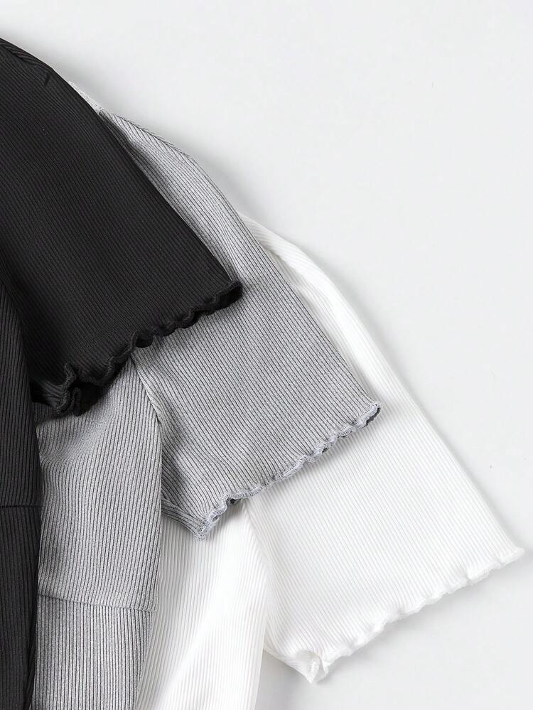 Lace & Floral Hem Gathered T-Shirt For Women