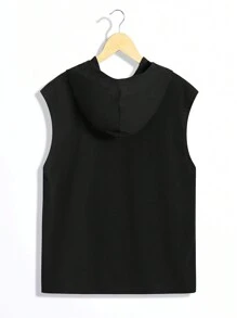 SHEIN 男孩休閒寬鬆字母印花連帽背心