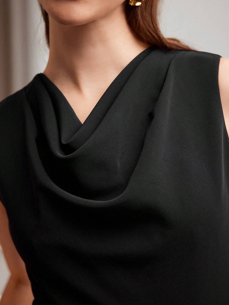 WOVEN DRAPED COLORBLOCK DRESS