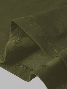 Flirla Kích thước lớn Của phụ nữ In Ngắn tay Đầm - Màu xanh Ô liu - Xem 4