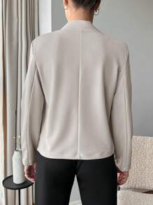 EURMUSE Veste Blazer De Couleur Unie Avec Bouton Sur Le Devant Pour Femme - Nude - Voir 2