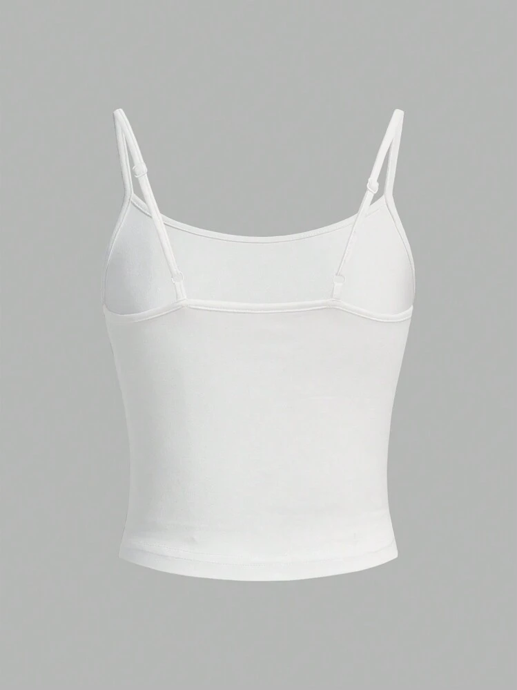 SHEIN EZwear Ladies' White Casual Sexy Camisole Tank Top, Suitable