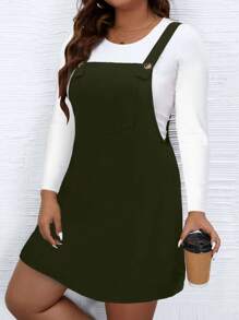 Celure Talla grande Vestido overol unicolor sin camiseta