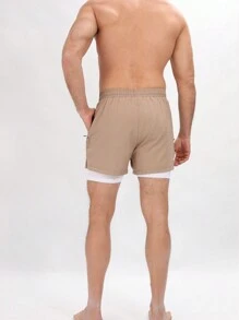 Manfinity Sport Corelite Quần short thể thao nam kiểu Boyfriend với lớp lót bên trong và dây rút ở eo, quần jogger, quần nỉ, quần short màu đen. - màu đen - Xem 2