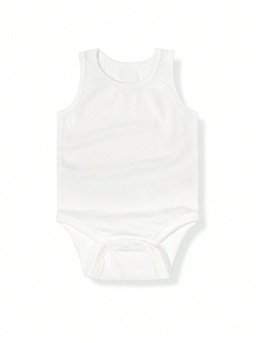 男嬰素色背心連體衣 - 白色 - 查看 1