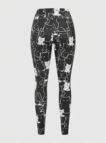 ROMWE Kawaii Của phụ nữ Thon gọn Mèo In Xà cạp - màu đen - Xem 2