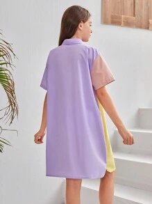 Vestido De Punto Con Cuello Informal Y Corte Holgado Para Niña Tween