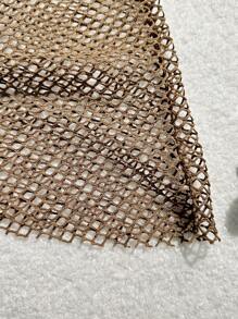 Swim Vcay Summer Beach Women's Fishnet Side Tie Cover Up Skirts - Coffee Brown - View 3