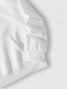 ROMWE MEN Anime Sudaderas Con Capucha Para Hombre Con Dibujo Animado Y Letras Impresas, Con Cordones - Blanco - Ver 5