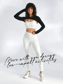 Menodora SHEIN Sport 1pc Long Sleeve Crop Top Athletic T-Shirt Fitted Shirt