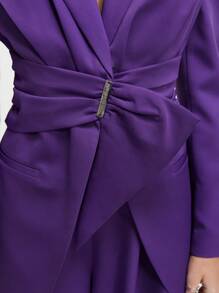 BizChic Women's Shawl Collar Long Sleeve Blazer And Pants Set - Purple - View 6