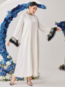 Al Najma 女式双色立领阿拉伯连衣裙