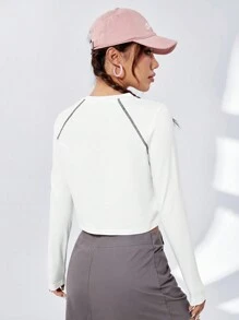 SHEIN Qutie Của phụ nữ Vòng cổ Tay áo dài Áo thun - Nhiều màu - Xem 5