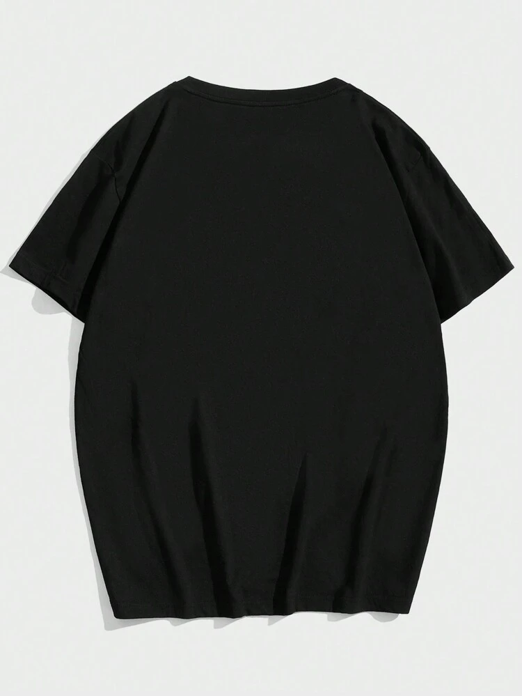 Men's Abstract Figure & Letter Print T-Shirt