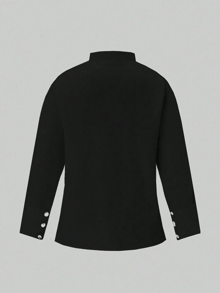 Women's Plus Size Solid Color Long Sleeve Shirt Fall Cloth For Women