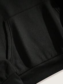 SHEIN EZwear Của phụ nữ áo có mũ Lông cừu Áo nỉ Với Love In thư Và Dây rút - màu đen - Xem 7