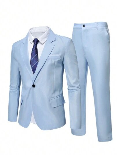 Manfinity AFTRDRK Men's Plus Size Blazer With Notched Lapel Collar And Trousers Set