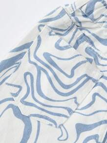 Young Girls' Denim Shorts With Fluid Printed Design - Multicolor - View 5