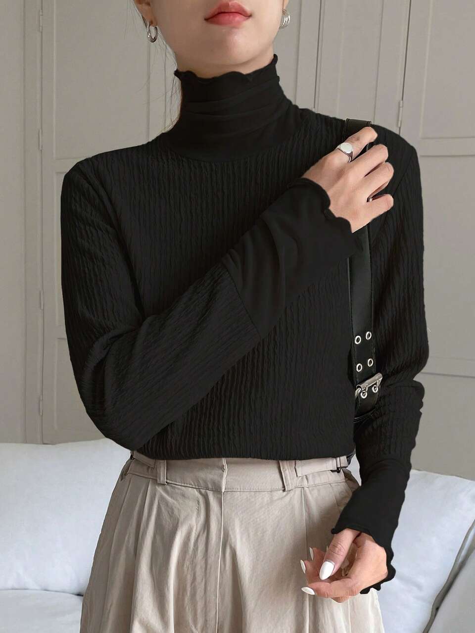 Women's Solid Color Long-Sleeved T-Shirt