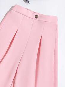 SHEIN 2pcs Elegant Suit Set For Tween Girls With Solid Color Camisole Top And Long Pants - Pink - View 4