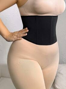 Plus Size Women's Solid Color Waist Cincher Tummy Control Belt - Black - View 5