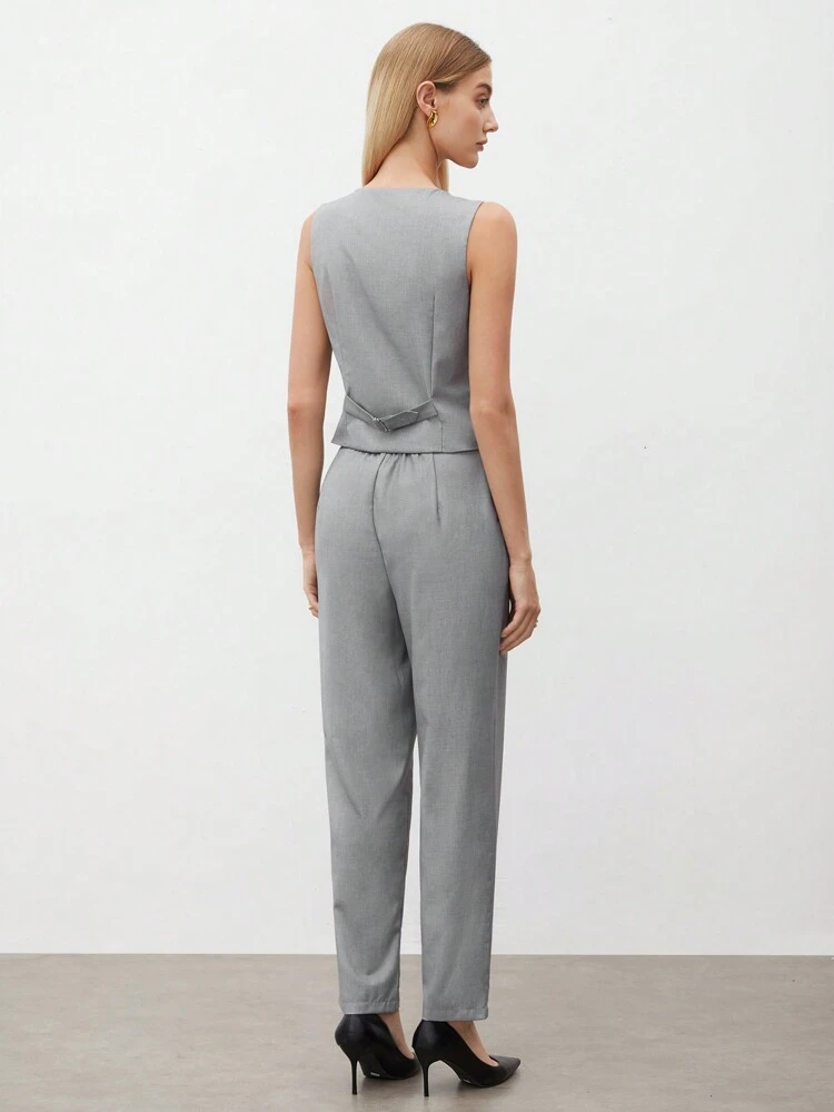 Women's Single-Breasted Suit Vest And Pants Set In Fall/Winter