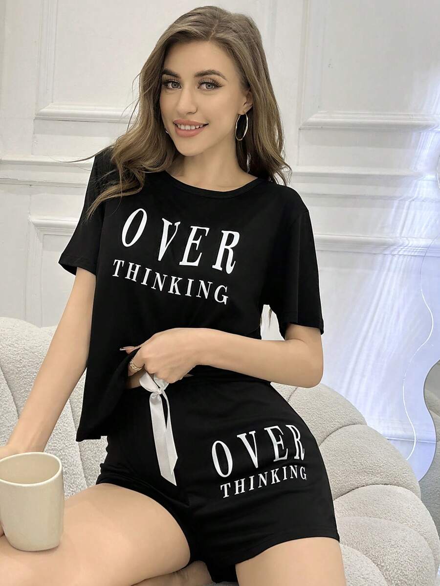 女士睡衣套装 - 黑色 - 查看 1