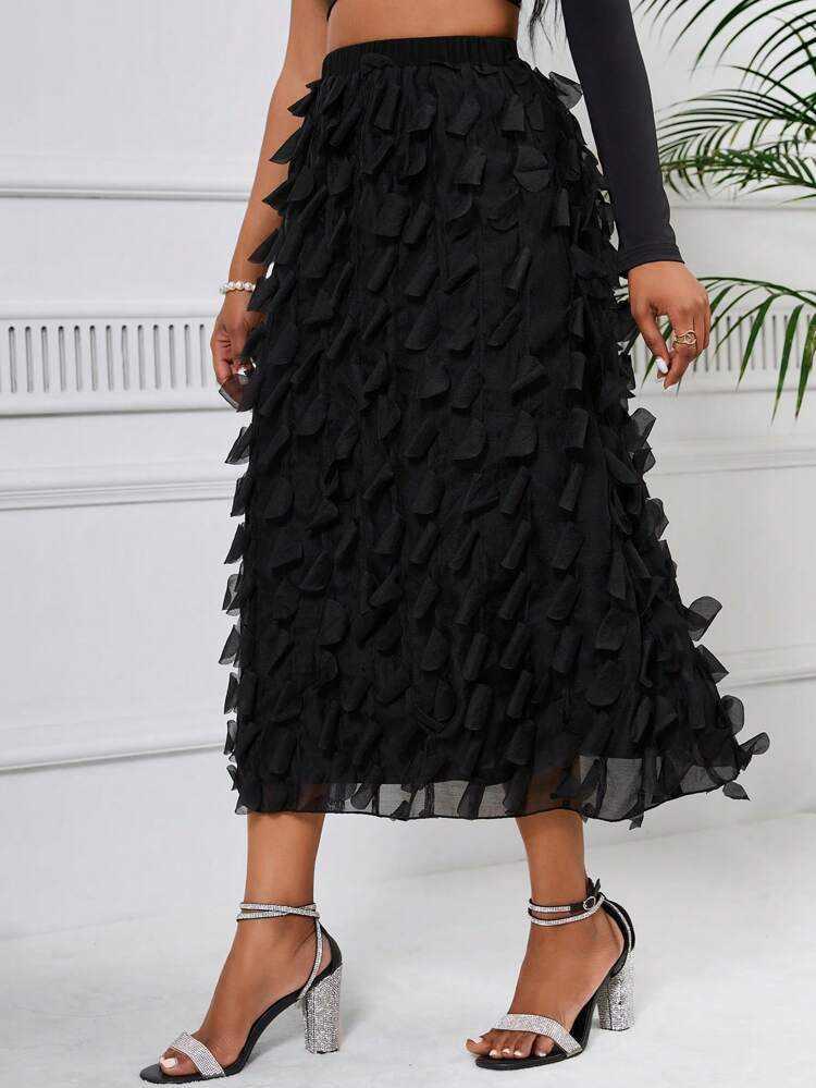 Women's Elastic Waist Solid Color A-Line Skirt