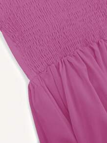 SHEIN Unity Vestido De Manga De Linterna De Color Sólido - Rosa Fucsia - Ver 6