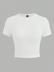 SHEIN EZwear 3入組休閒百搭修身女士圓領T恤，短袖，適合夏季穿著 - 彩色 - 查看 4