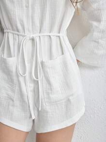 Ocili 實色寬鬆連體褲,適用於家居穿著 - 白色 - 查看 4