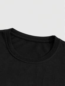 ROMWE MEN Street Life Men's Letter & Car Printed Short Sleeve T-Shirt - Black - View 3