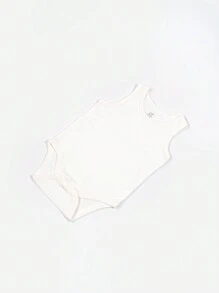 男嬰素色背心連體衣 - 白色 - 查看 3