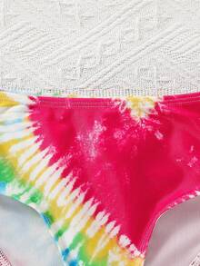 SHEIN 年輕女孩日常休閒染色背心上衣與三角比基尼套裝 - 彩色 - 查看 7