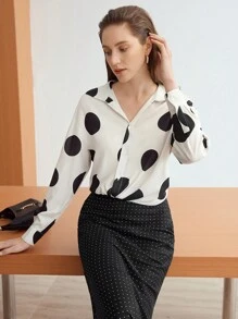 MOTF PREMIUM WOVEN LIGHTWEIGHT POLKA DOT PRINTED BLOUSE - Multicolor - View 4