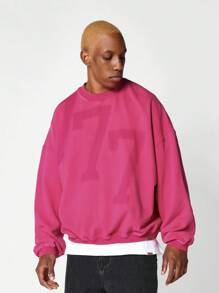 SUMWON Sudadera oversize con estampado gráfico frontal - Rosa Fucsia - Ver 1