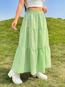 SHEIN MOD Falda De Cuadros De Talla Grande