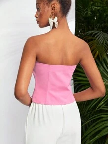 CARMEN Top tubo diseñador con cierre de lazos, para mujer, para verano, vacaciones, salir, festival