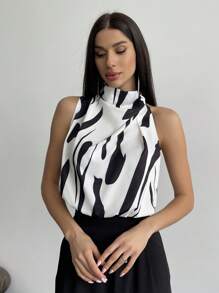 Firerie Full Printed High Neck Sleeveless Women's Blouse,Sleeveless Tops