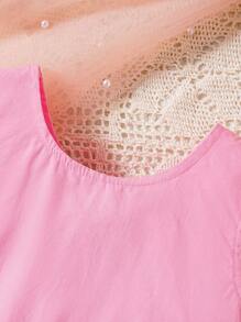 女婴优雅、可爱、时尚的毛绒下摆上衣和短裤套装 - 彩色 - 查看 6