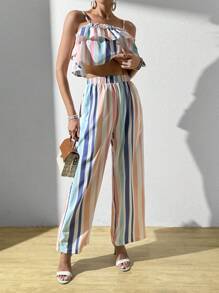 Breezaya Striped Casual Two-Piece Set - Multicolor - View 3