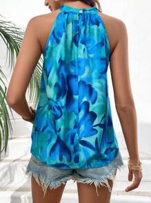Breezaya Women's Halter Neck All-Over Print Sleeveless Blouse